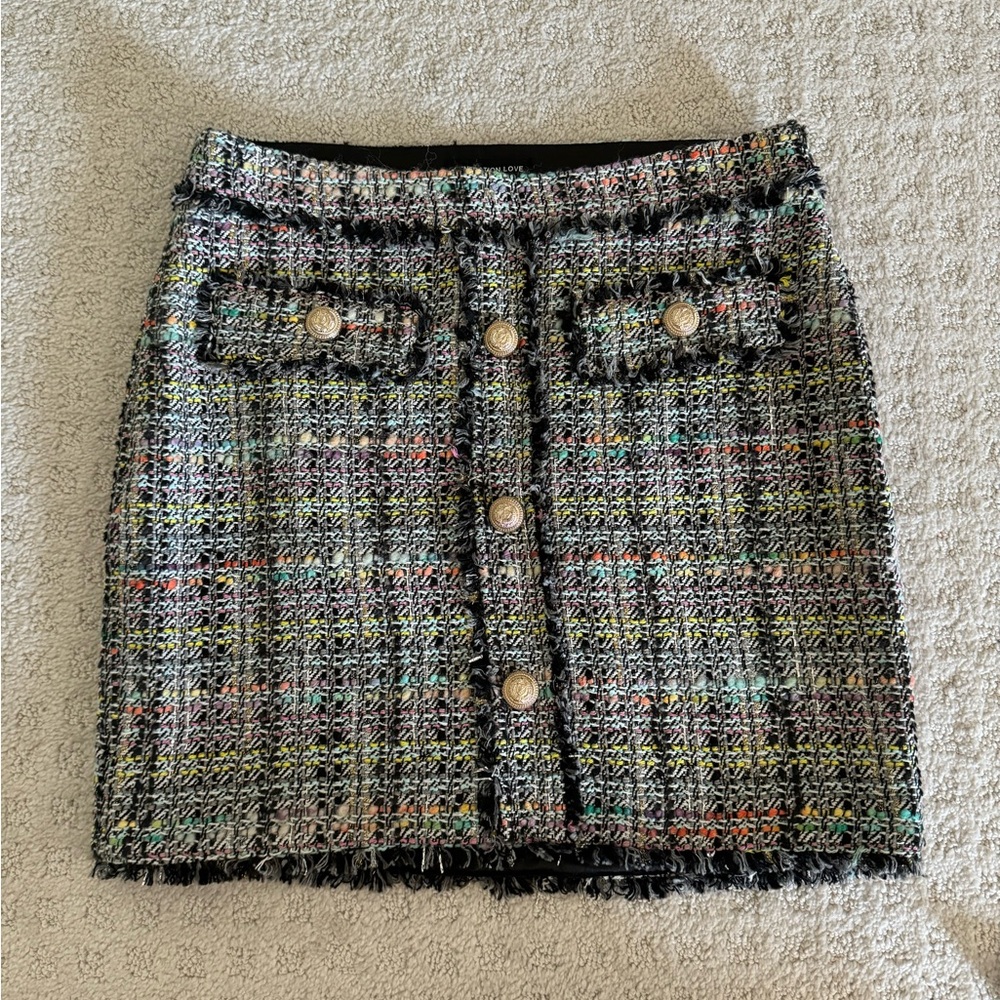 Generation Love Women's Sandra Tweed Mini Skirt In Black Rainbow Size 8 - Picture 2 of 5